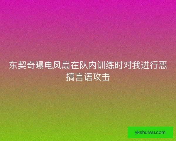 东契奇曝电风扇在队内训练时对我进行恶搞言语攻击